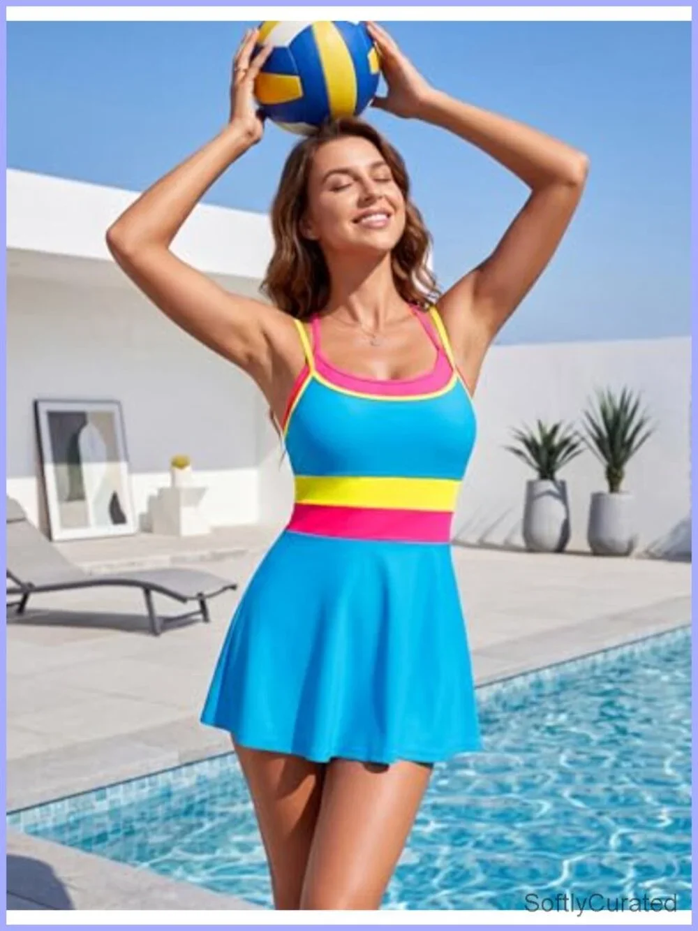 One Piece Swimsuit Swim Dress with Skirt Full Coverage Bathing Suit
